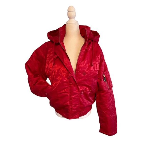 Baby Noiz Cropped Puffer Jacket Bright Red Softside Hooded M - Picture 4 of 10